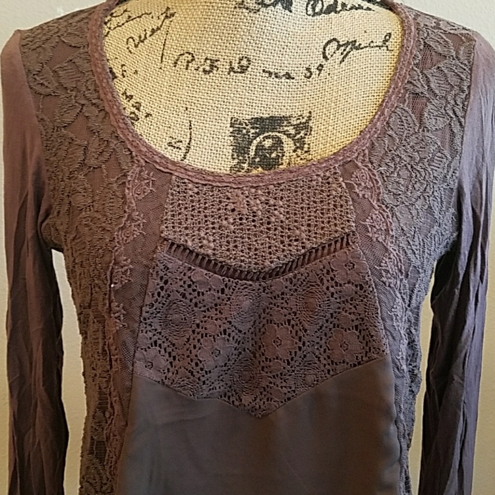Dark Purple Lace Detailed Shirt - Picture 2 of 3